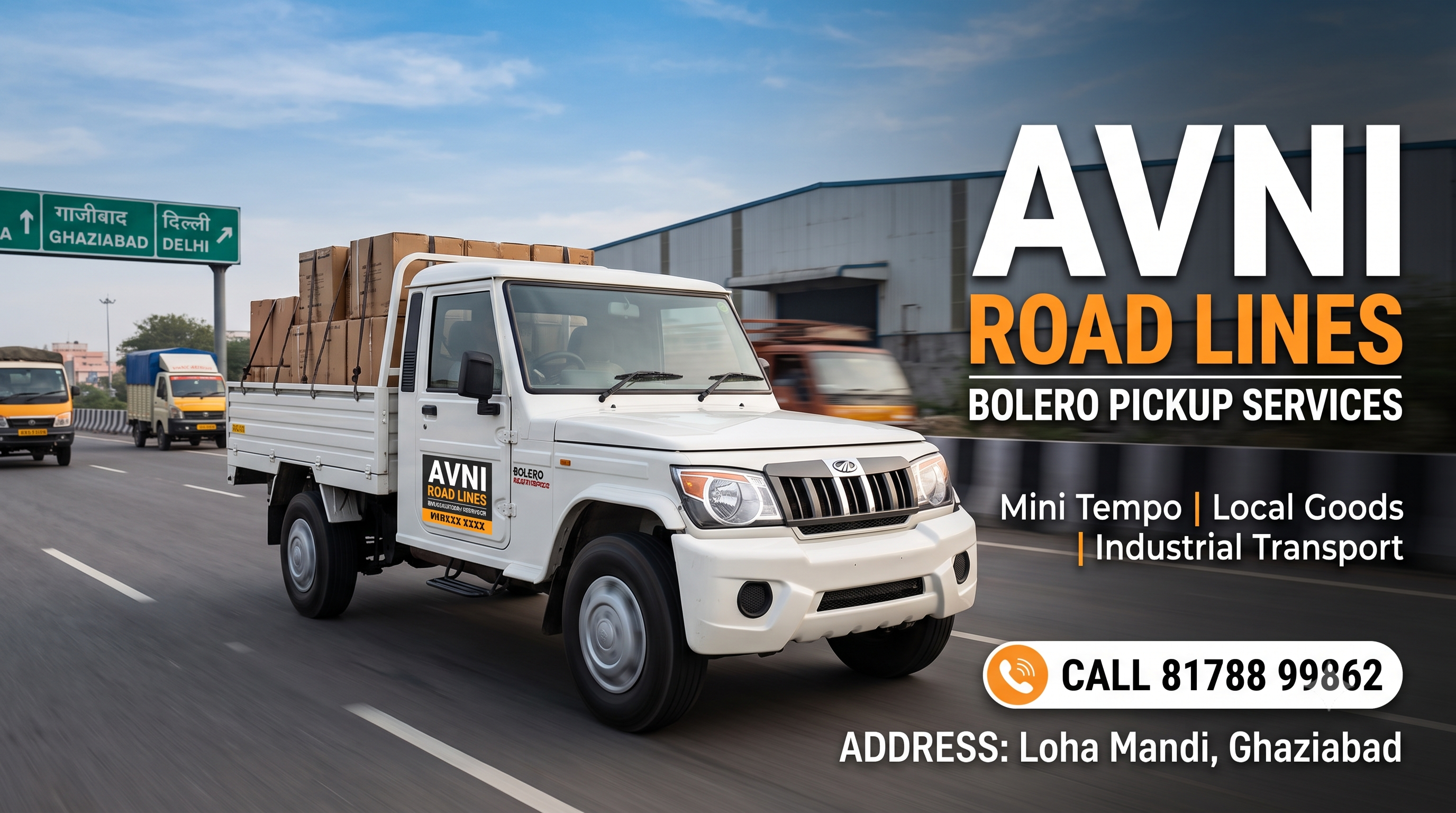 Mahindra Bolero Pickup 1.7 Ton on Rent for House Shifting Ghaziabad Noida