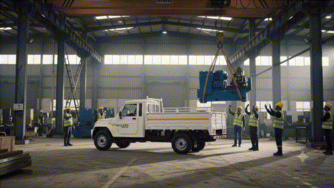 Crane Loading Industrial Machinery on Bolero Pickup at Loha Mandi Ghaziabad